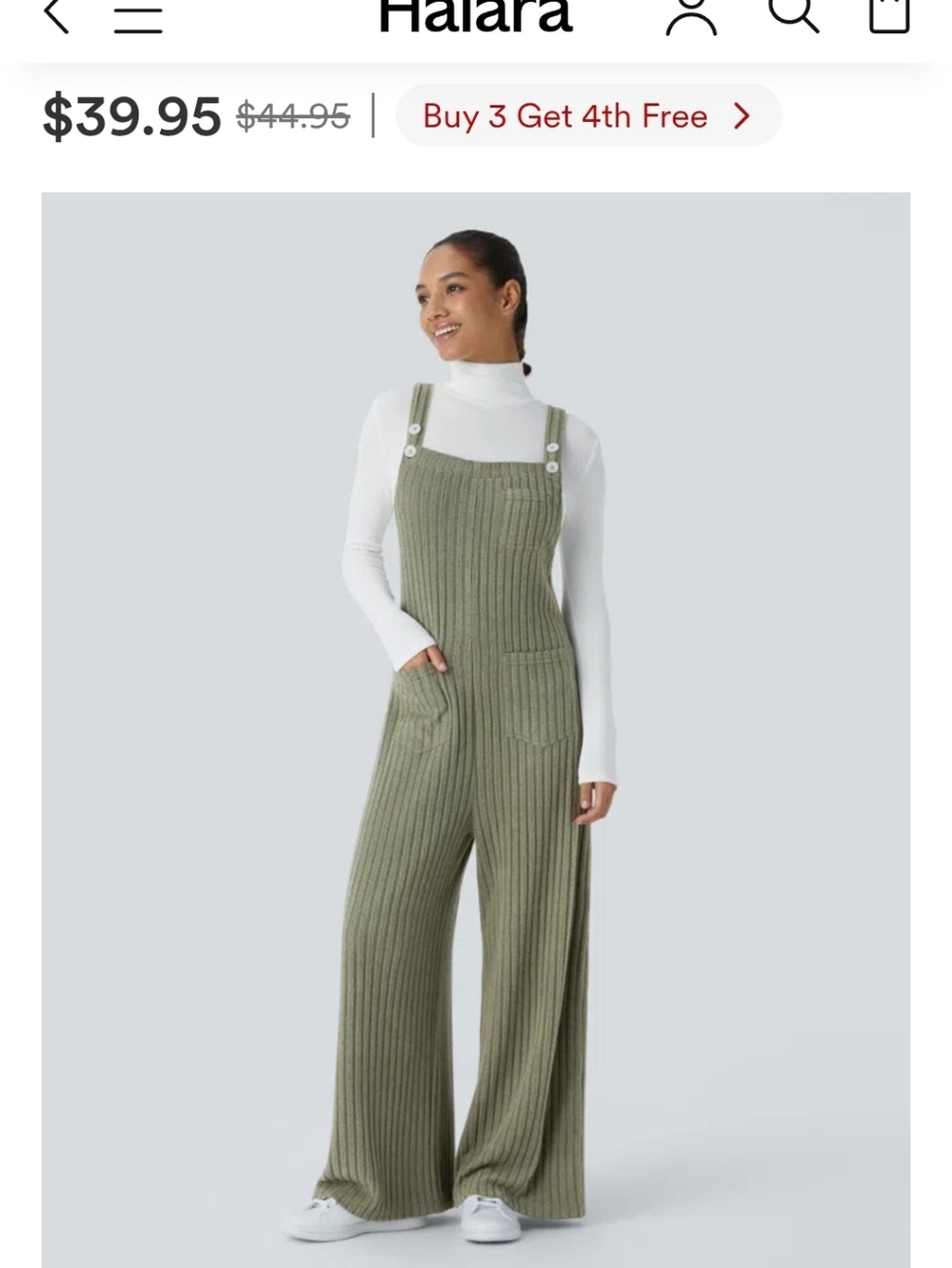 HALARA Ribbed Knit Wide-Leg Overalls in Taupe Brown